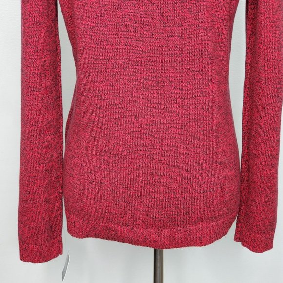 Karen Scott Marled Red Black Henley Sweater With Hardware NEW NWT Size S - Picture 10 of 13